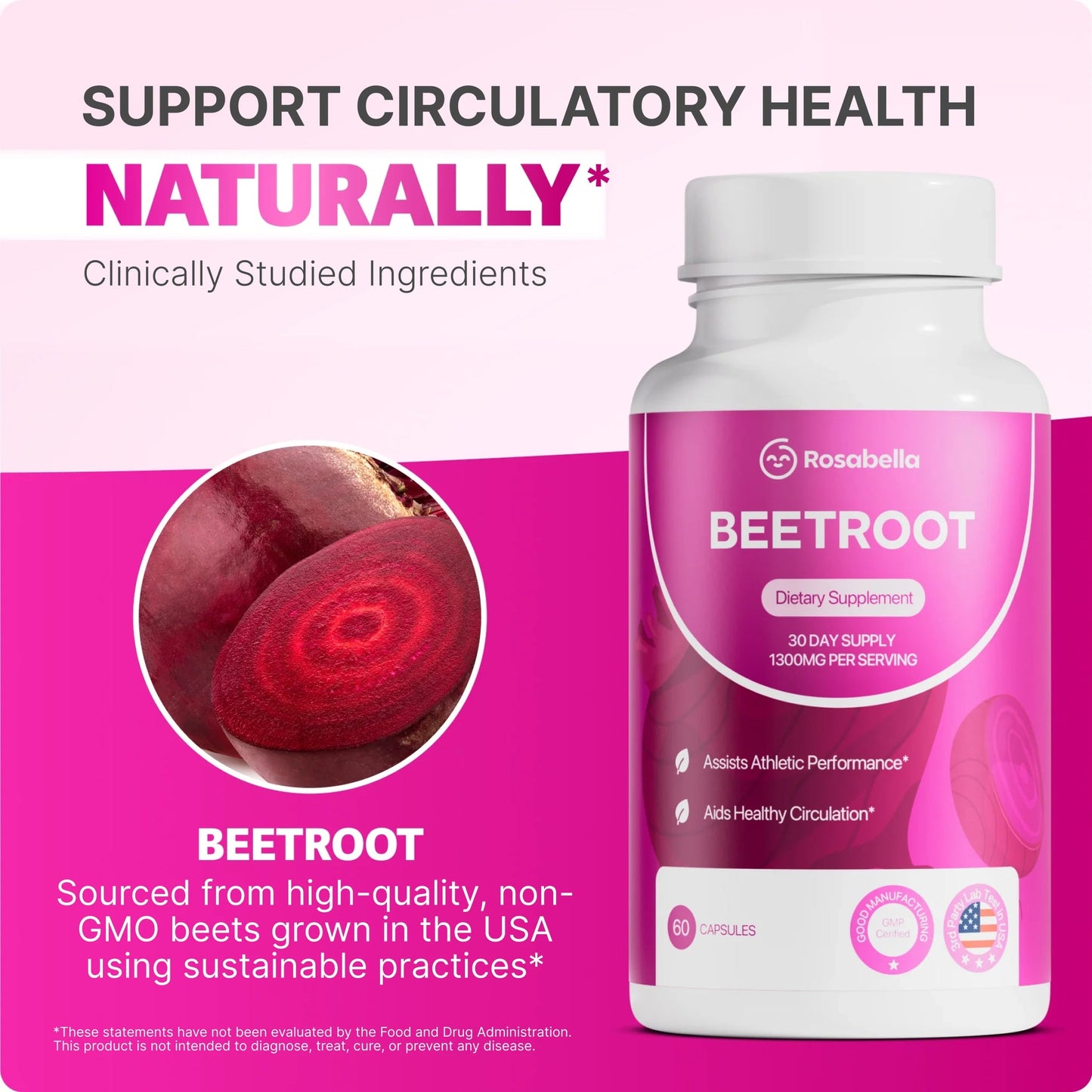 Rosabella Organic Beet Root Capsules 60 Capsules