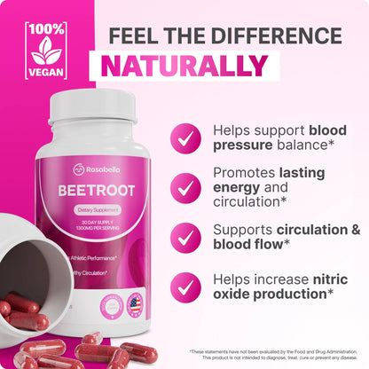 Rosabella Organic Beet Root Capsules 60 Capsules